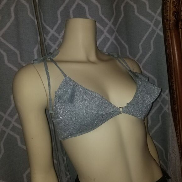 No Boundaries Junior's Bikini Swim Top size Small green and silver - Picture 9 of 9